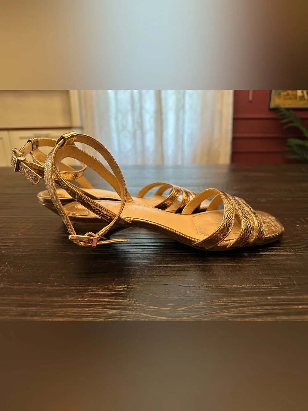 Alex Marie Zamora Sandals Metallic Strappy Kitten Heels Rose Gold Size 7.5